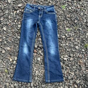 Kids Dark Blue Bootcut Jeans with Contrast Stitching